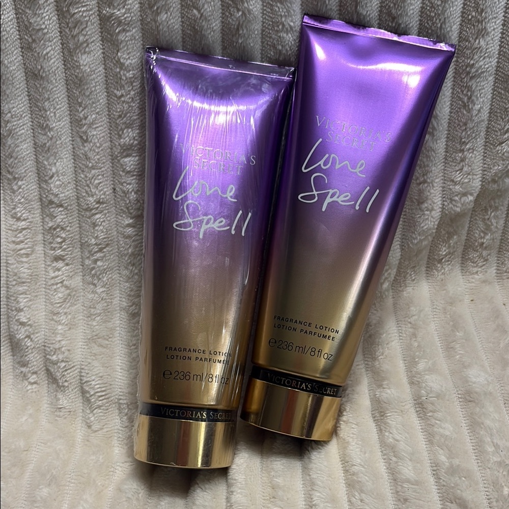 🆕 Victoria's Secret Love Spell Lotion: Purple & Gold x 2 💛 💜